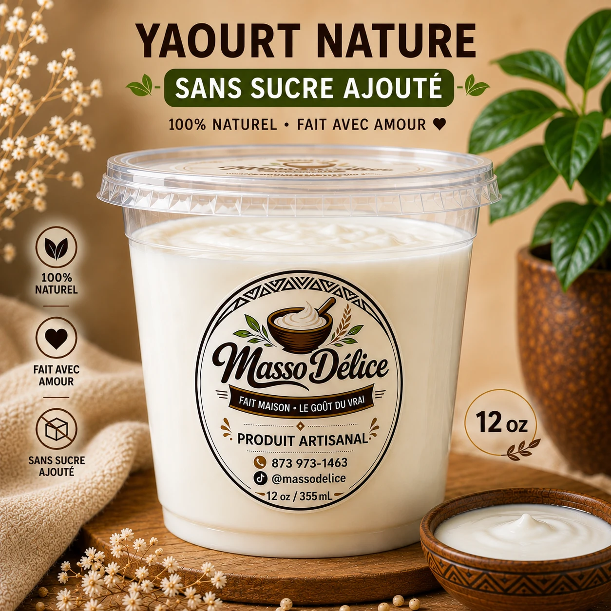 Yaourt nature sans sucre ajouté