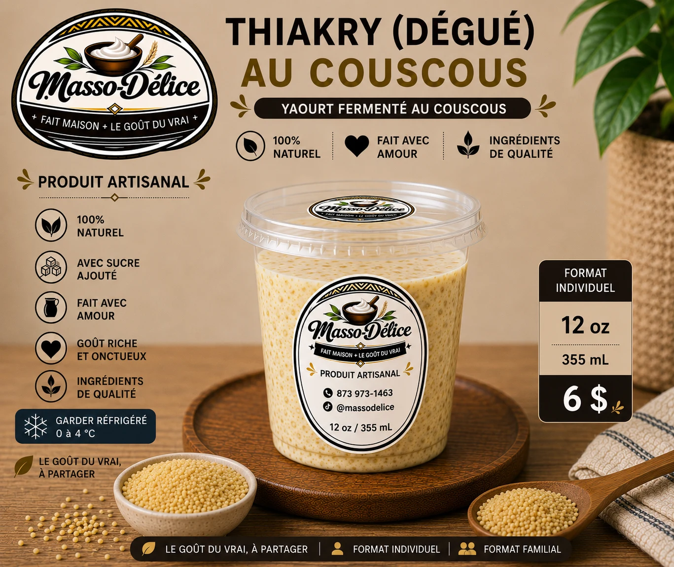 Thiakry (Dégué) au couscous