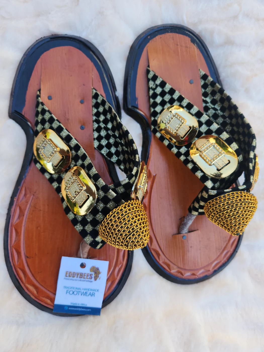 handcrafted traditional Ghanaian Ahenema slippers