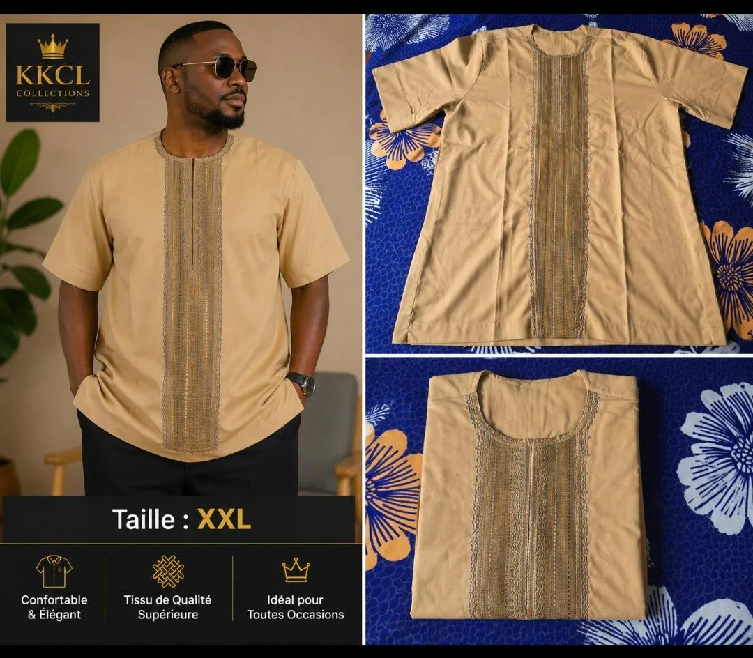 Men's Embroidered African Woven Fabric Shirt – Size 2XL