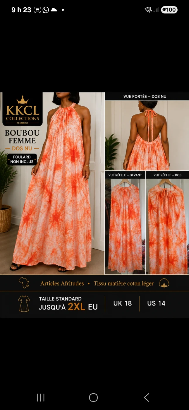 Women's Backless African Cotton Boubou – Perfect for Summer