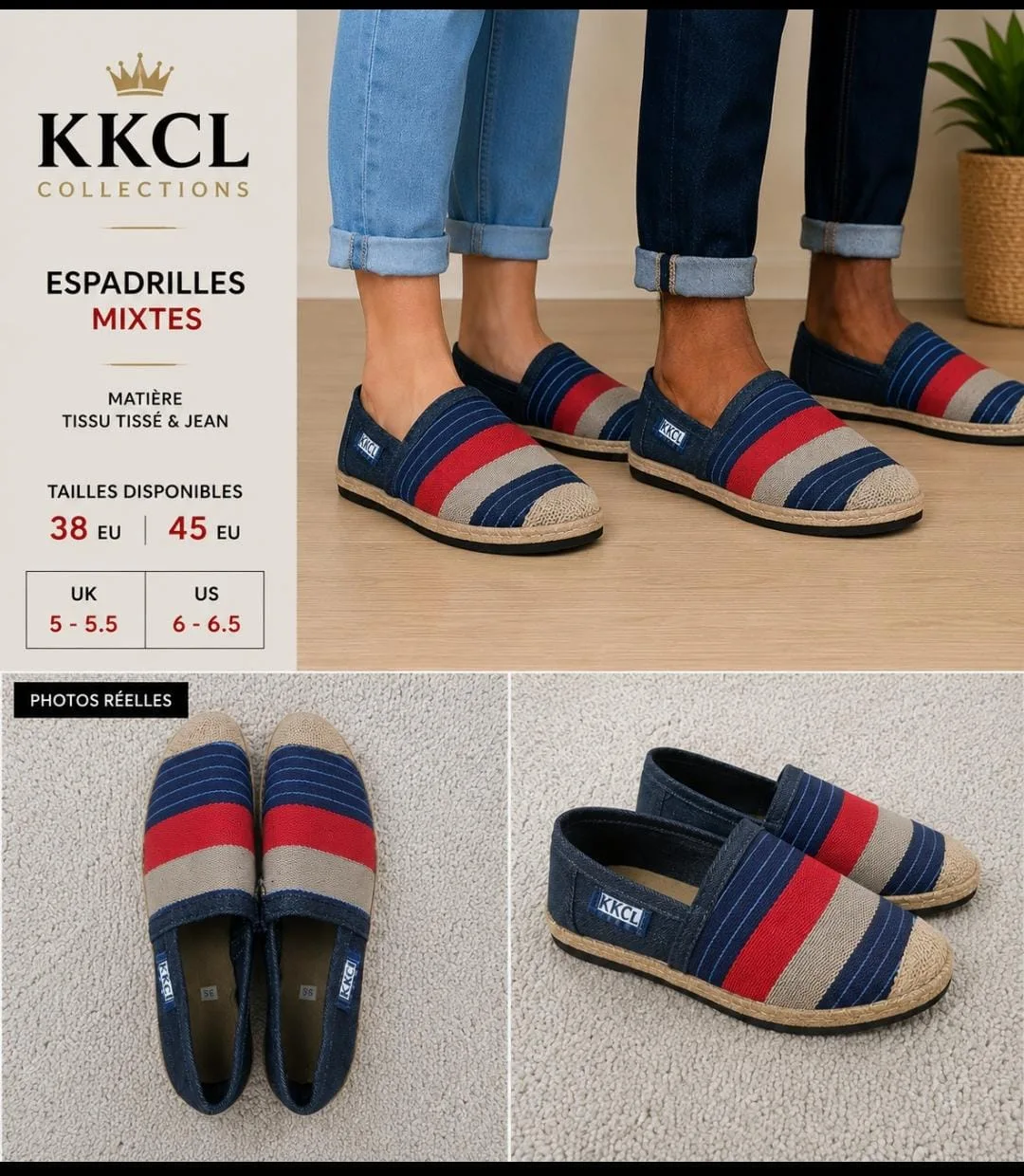 Unisex African Woven Fabric & Denim Sneakers