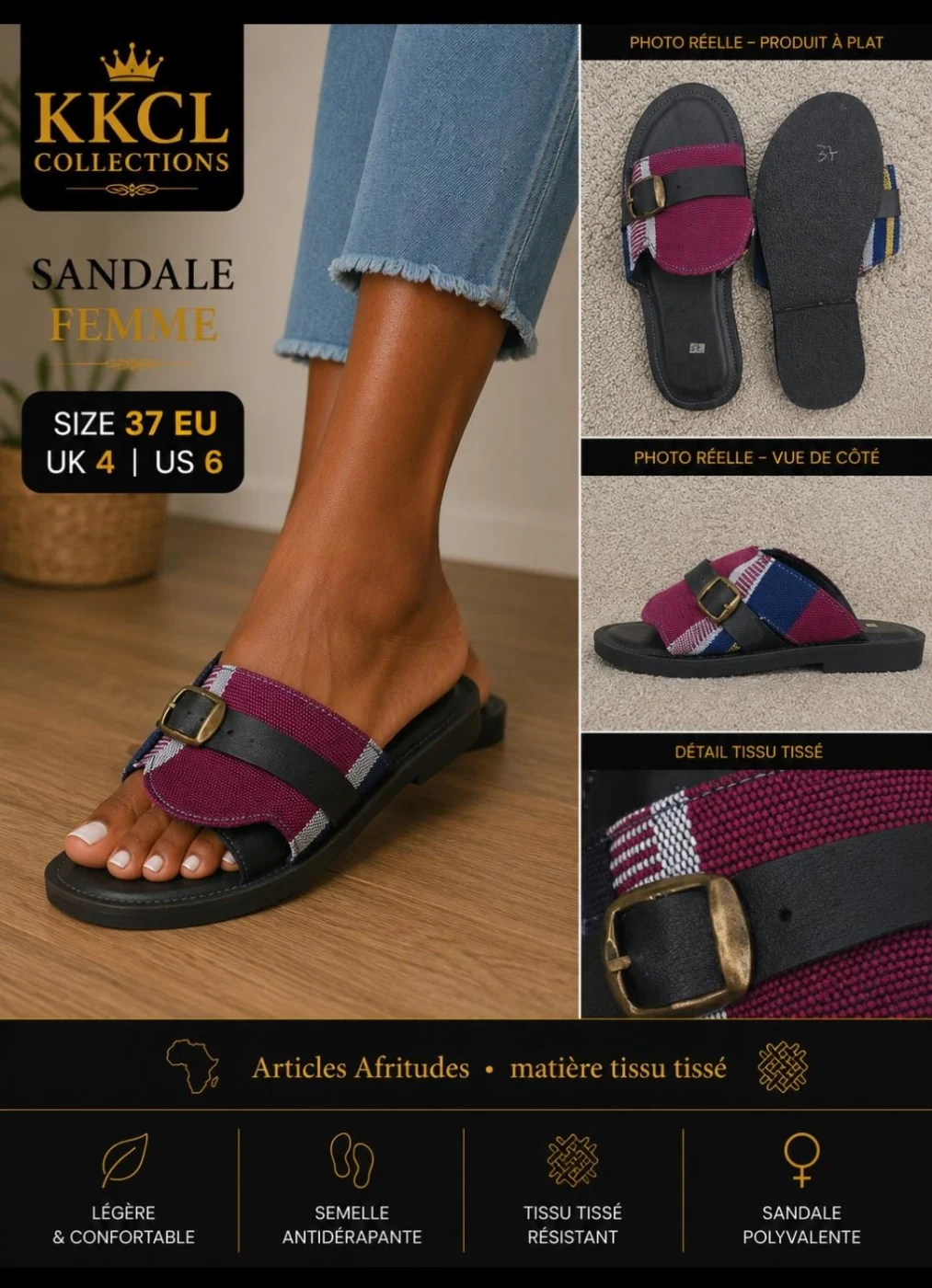 Women's African Woven Fabric Sandals