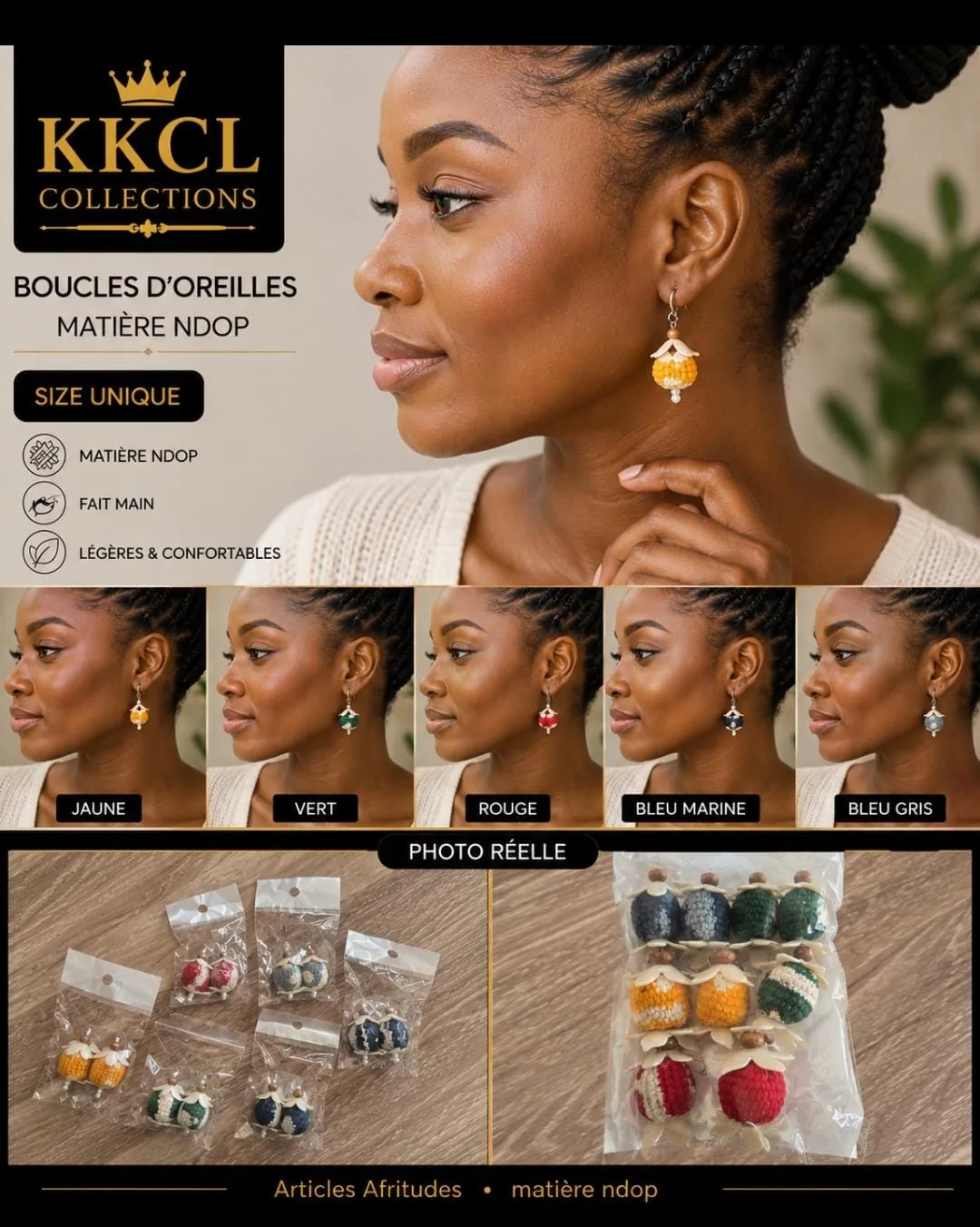 Authentic Ndop Earrings – Multiple Colors