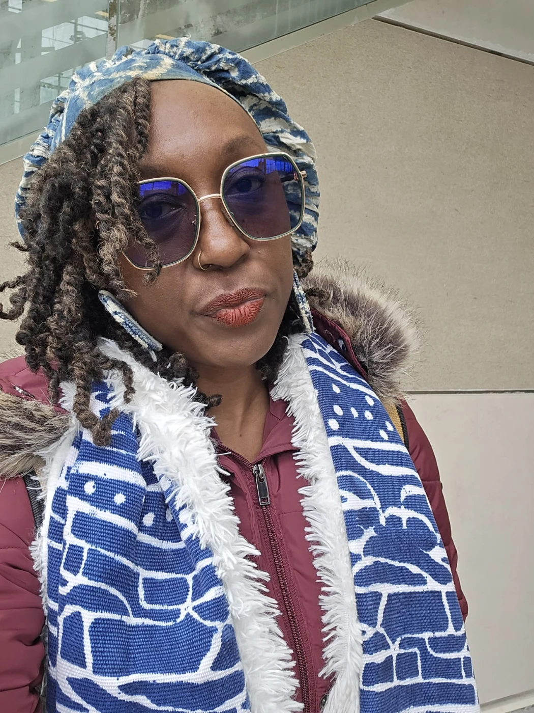 Authentic Blue Ndop Scarf – Perfect for Winter