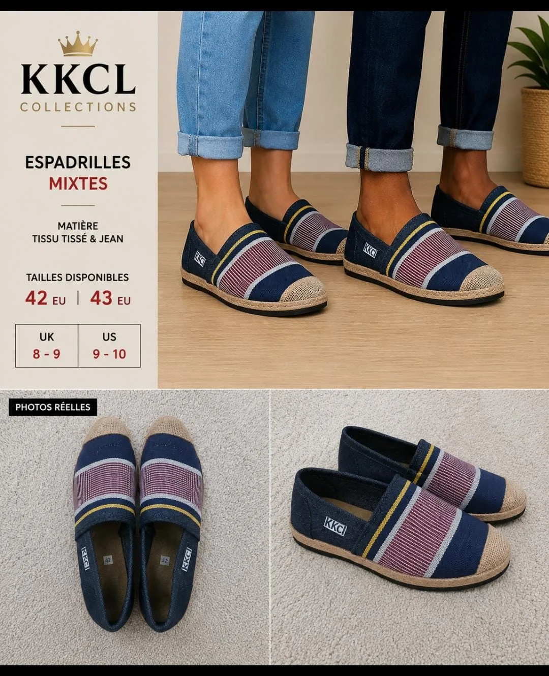 Unisex African Woven Fabric & Denim Sneakers