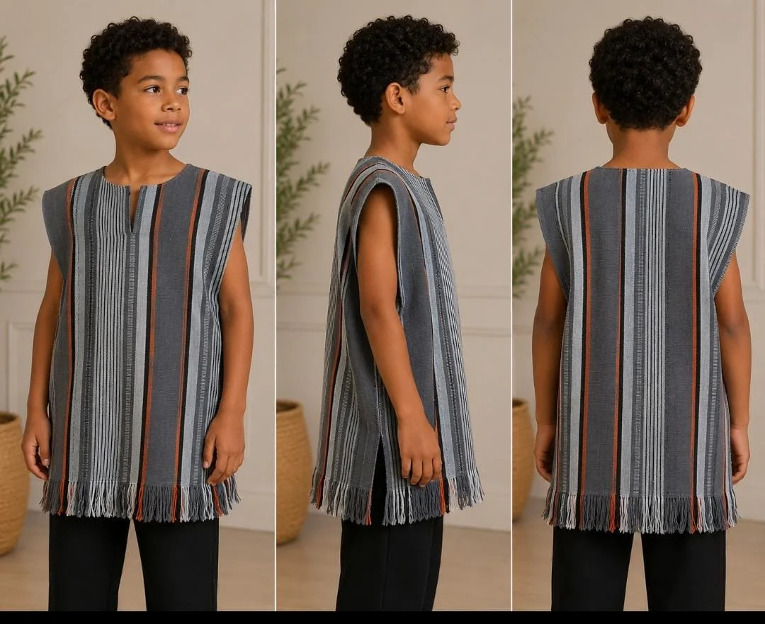 Kids' African Woven Fabric Boubou – Ages 9–13